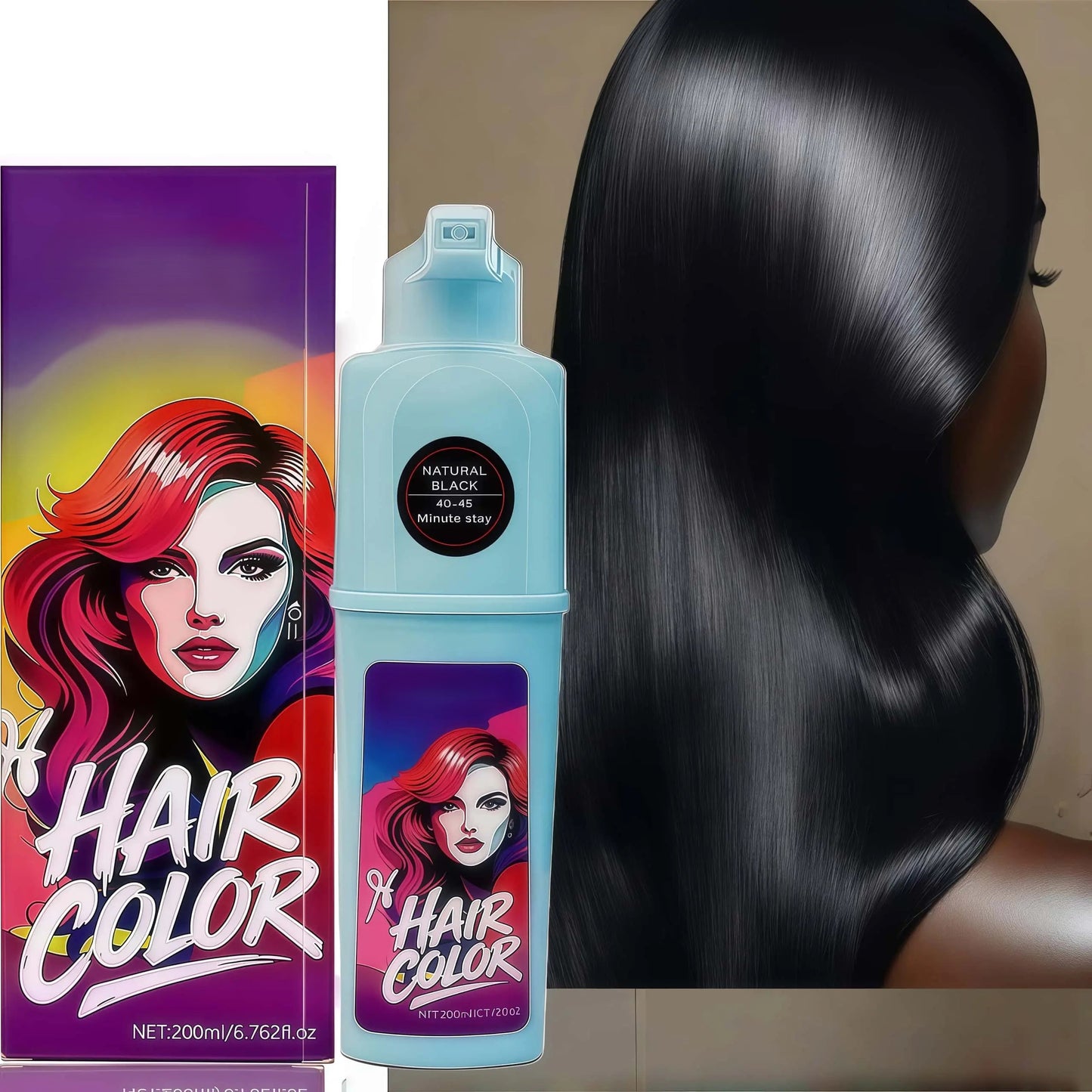Vibrant Pump Hair Dye | Easy At-Home Hair Color | 4 Stunning Shades (6.8 fl oz)