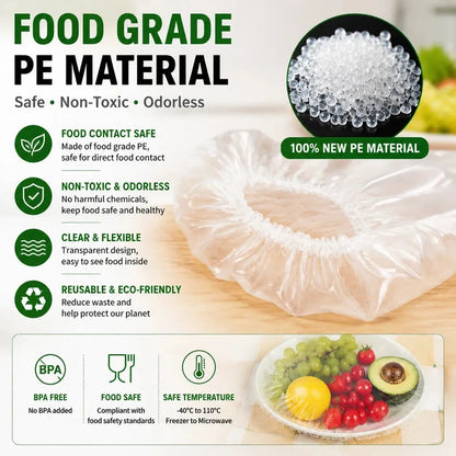 50PCS Disposable Stretch Food Covers for Bowls & Plates