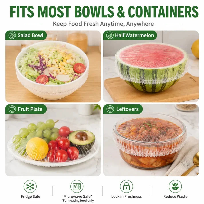 50PCS Disposable Stretch Food Covers for Bowls & Plates