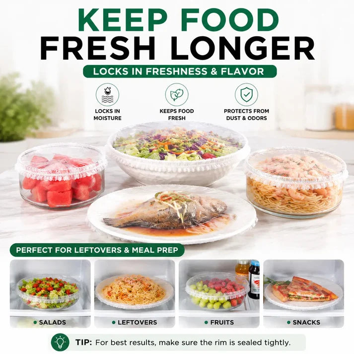 50PCS Disposable Stretch Food Covers for Bowls & Plates