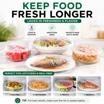 50PCS Disposable Stretch Food Covers for Bowls & Plates