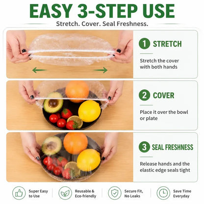 50PCS Disposable Stretch Food Covers for Bowls & Plates