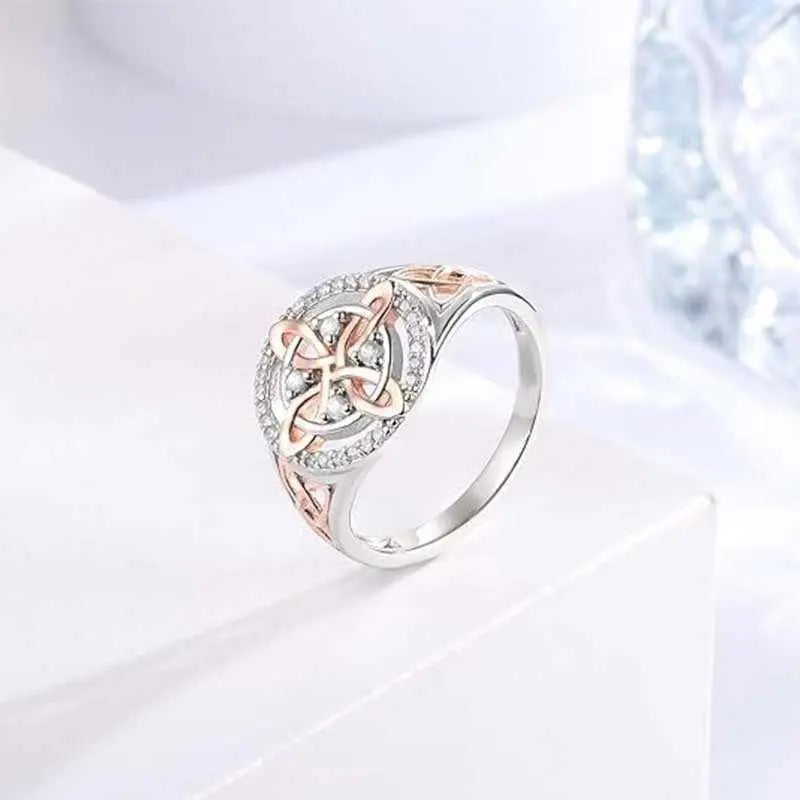 Rose Gold Plated Witch’s Knot Ring,Witchtok Pagan Jewelry for Devotion and Protection