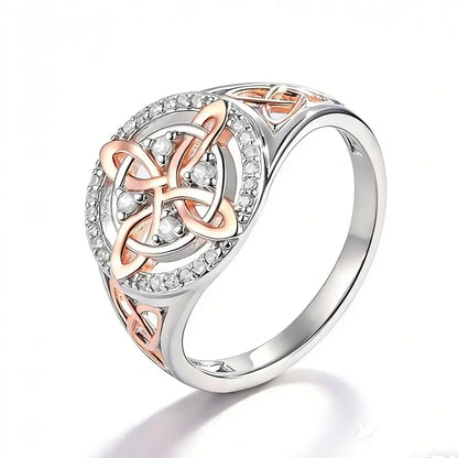 Rose Gold Plated Witch’s Knot Ring,Witchtok Pagan Jewelry for Devotion and Protection