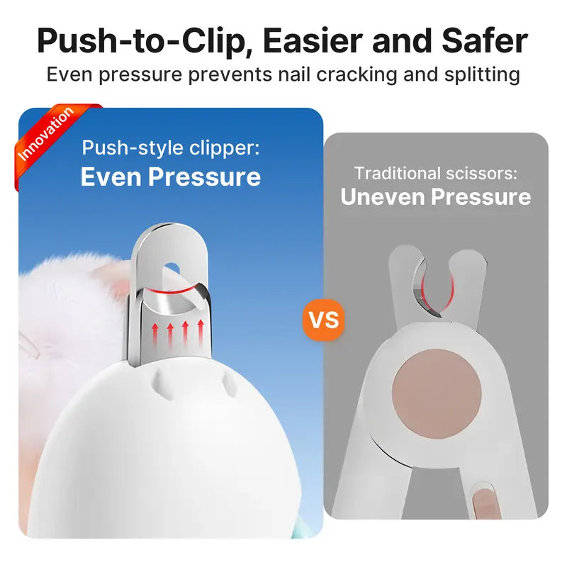 Adjustable Push-Style Cat Nail Clipper with Nail Catcher & Built-In File