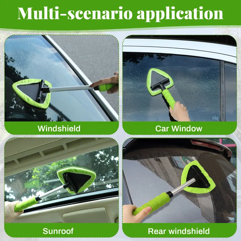 Extendable Windshield Cleaner Tool with Microfiber Pads