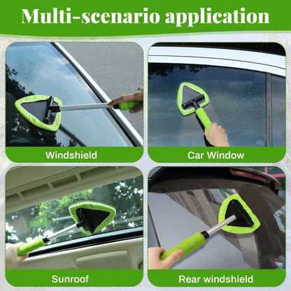 Extendable Windshield Cleaner Tool with Microfiber Pads