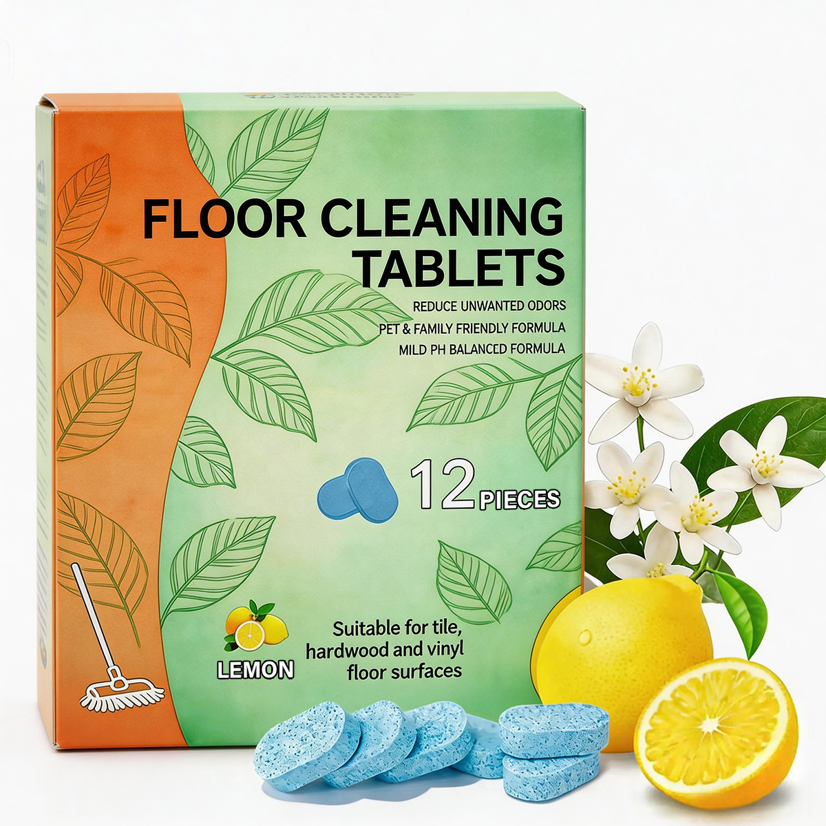 Tabletas de Limpieza para Pisos Eficientes: Solución Multi-Superficie (Aroma a Limón)