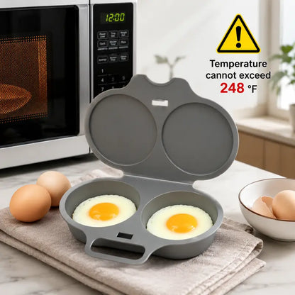🍳 BUY 1 GET 1 FREE! ✨ Dual Cavity Microwave Egg Poacher – Quick Oil-Free Cooking, Food-Grade PP & Versatile Kitchen Essential 💫