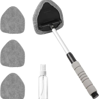 Extendable Windshield Cleaner Tool with Microfiber Pads