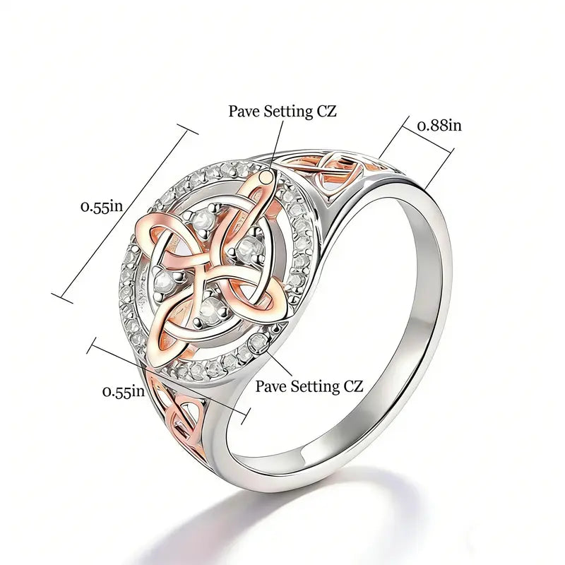 Rose Gold Plated Witch’s Knot Ring,Witchtok Pagan Jewelry for Devotion and Protection