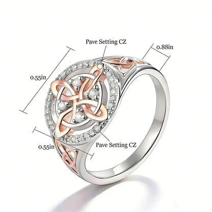 Rose Gold Plated Witch’s Knot Ring,Witchtok Pagan Jewelry for Devotion and Protection