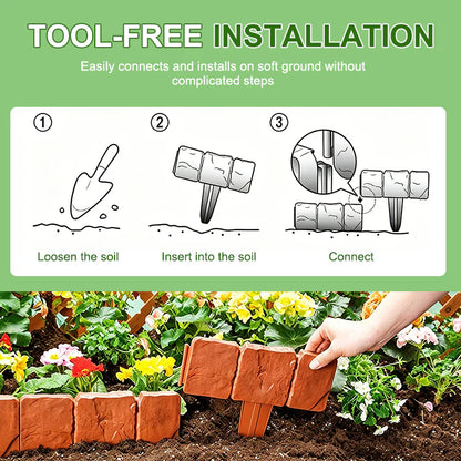 🌿 High-quality, durable simulated stone garden fence