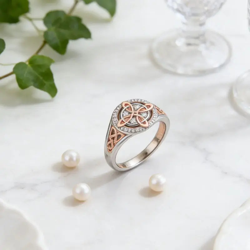 Rose Gold Plated Witch’s Knot Ring,Witchtok Pagan Jewelry for Devotion and Protection