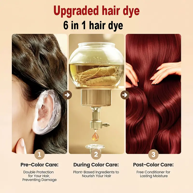 🌿 2026 Upgraded 6-in-1 Herbal Hair Dye Shampoo