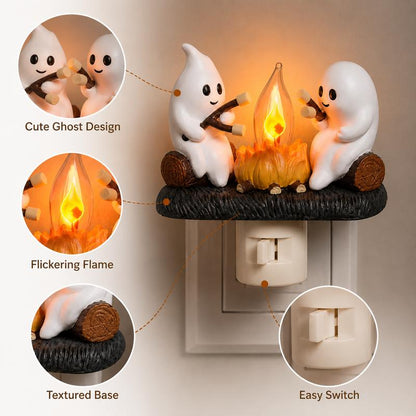 🎃 3D Halloween & Christmas Flickering Campfire Plug-In Night Light 🎄