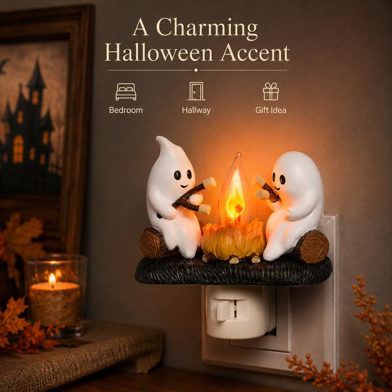 🎃 3D Halloween & Christmas Flickering Campfire Plug-In Night Light 🎄