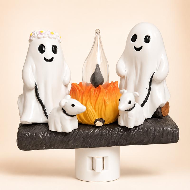 🎃 3D Halloween & Christmas Flickering Campfire Plug-In Night Light 🎄