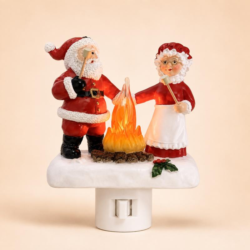 🎃 3D Halloween & Christmas Flickering Campfire Plug-In Night Light 🎄