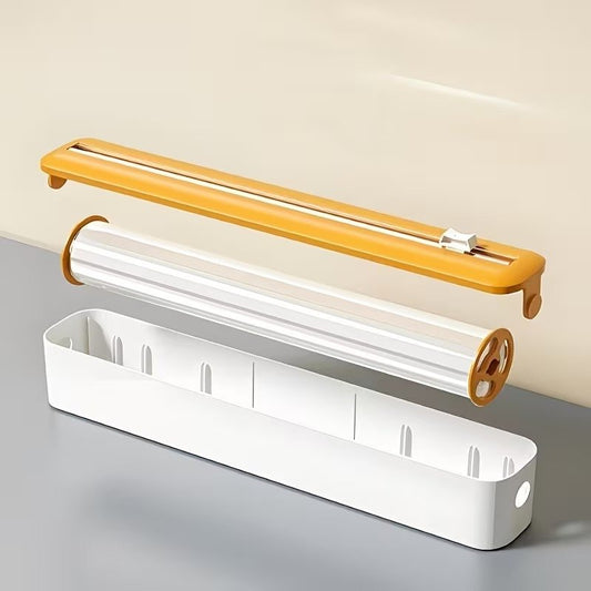 Cling Wrap Dispenser with Cutter, Suitable for Tin Foil, Aluminum Foil, and Plastic Wrap