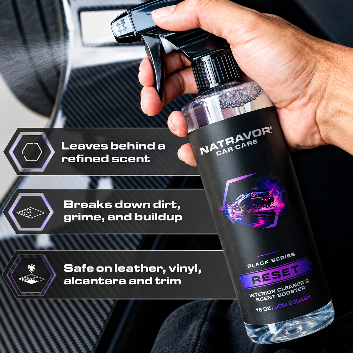 NATRAVOR® RESET Car Interior Cleaner & Scent Booster