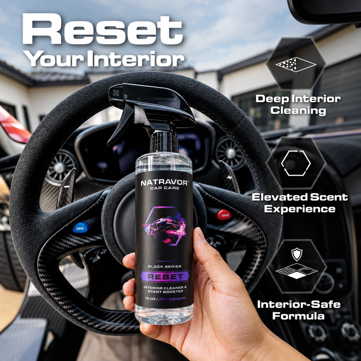 NATRAVOR® RESET Car Interior Cleaner & Scent Booster