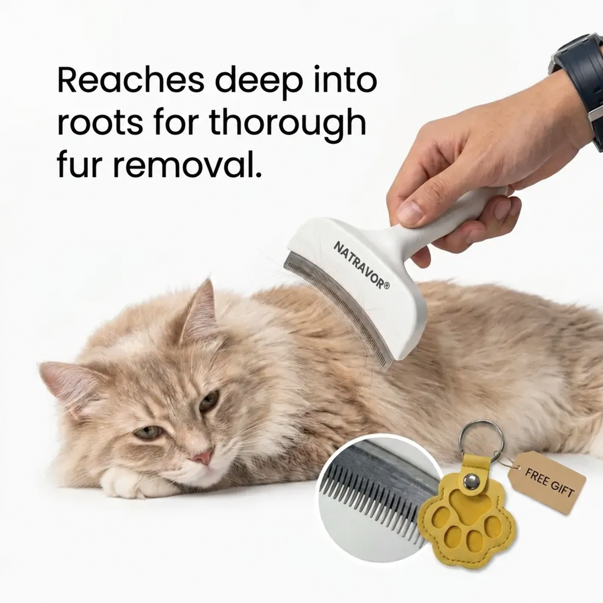 NATRAVOR® Professional Pet De-Shedding Grooming Rake