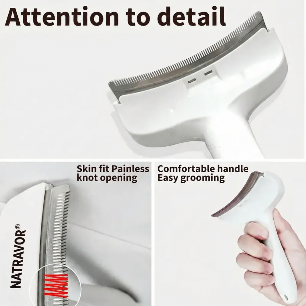 NATRAVOR® Professional Pet De-Shedding Grooming Rake
