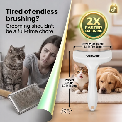 NATRAVOR® Professional Pet De-Shedding Grooming Rake