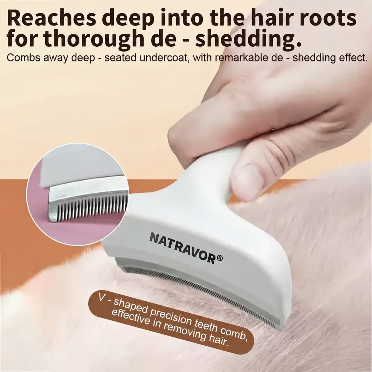 NATRAVOR® Professional Pet De-Shedding Grooming Rake