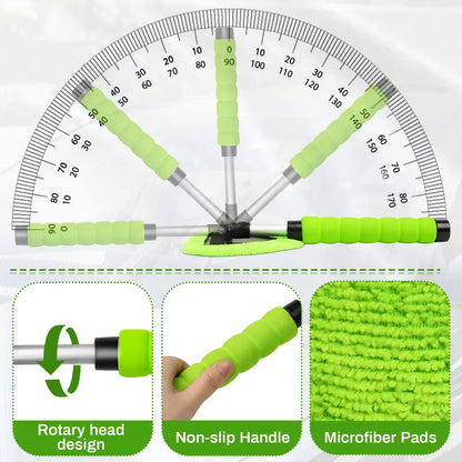 Extendable Windshield Cleaner Tool with Microfiber Pads