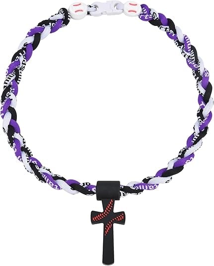 ✝️⚾ Triple-Rope Tornado Baseball Necklace – Cross Charm Pendant with "I CAN DO ALL THINGS PHL4:13"