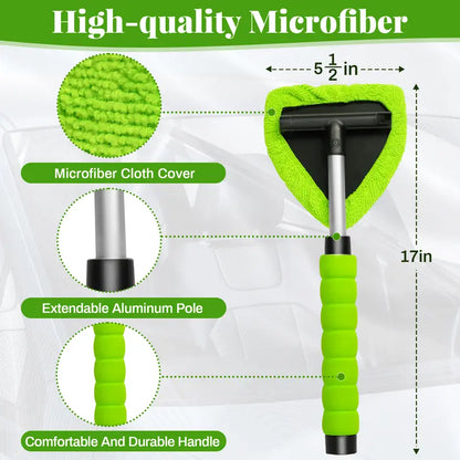 Extendable Windshield Cleaner Tool with Microfiber Pads