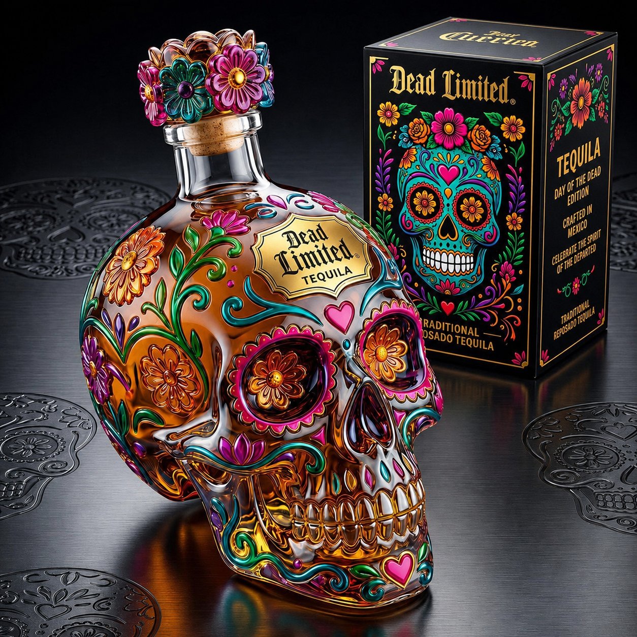 🔥🍷Limited edition Day of the Dead tequila bottle🎁