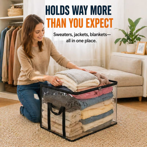 🎁Sale 49% OFF📦Large Heavy-Duty Thick Plastic Clear Storage Bag for Clothes, Moving & Storage