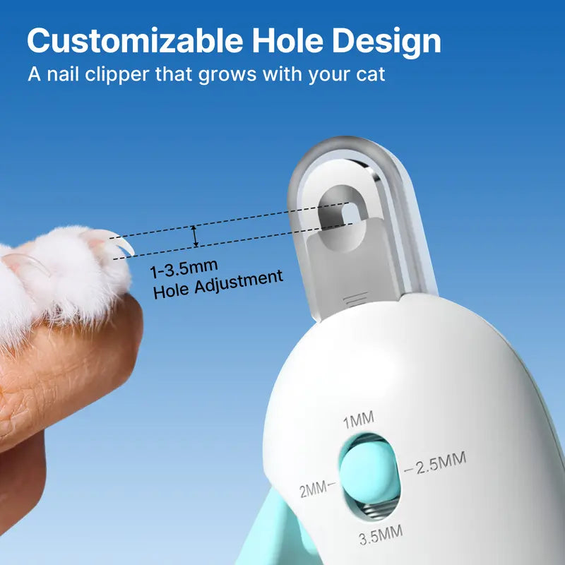 Adjustable Push-Style Cat Nail Clipper with Nail Catcher & Built-In File