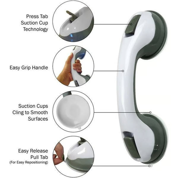 Sturdy Bathroom Shower Suction Cup Grab Bar Handle